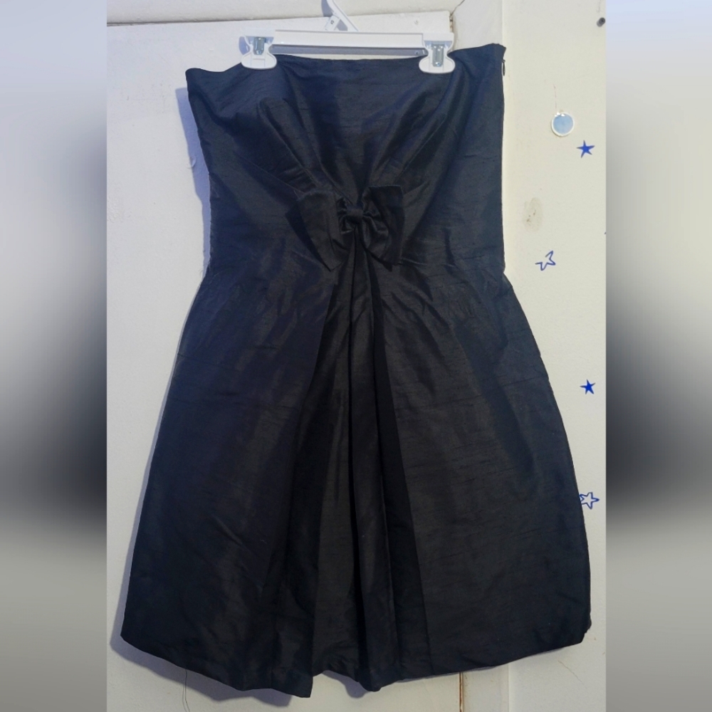 Ann taylor black silk strapless party dress size 6 Small